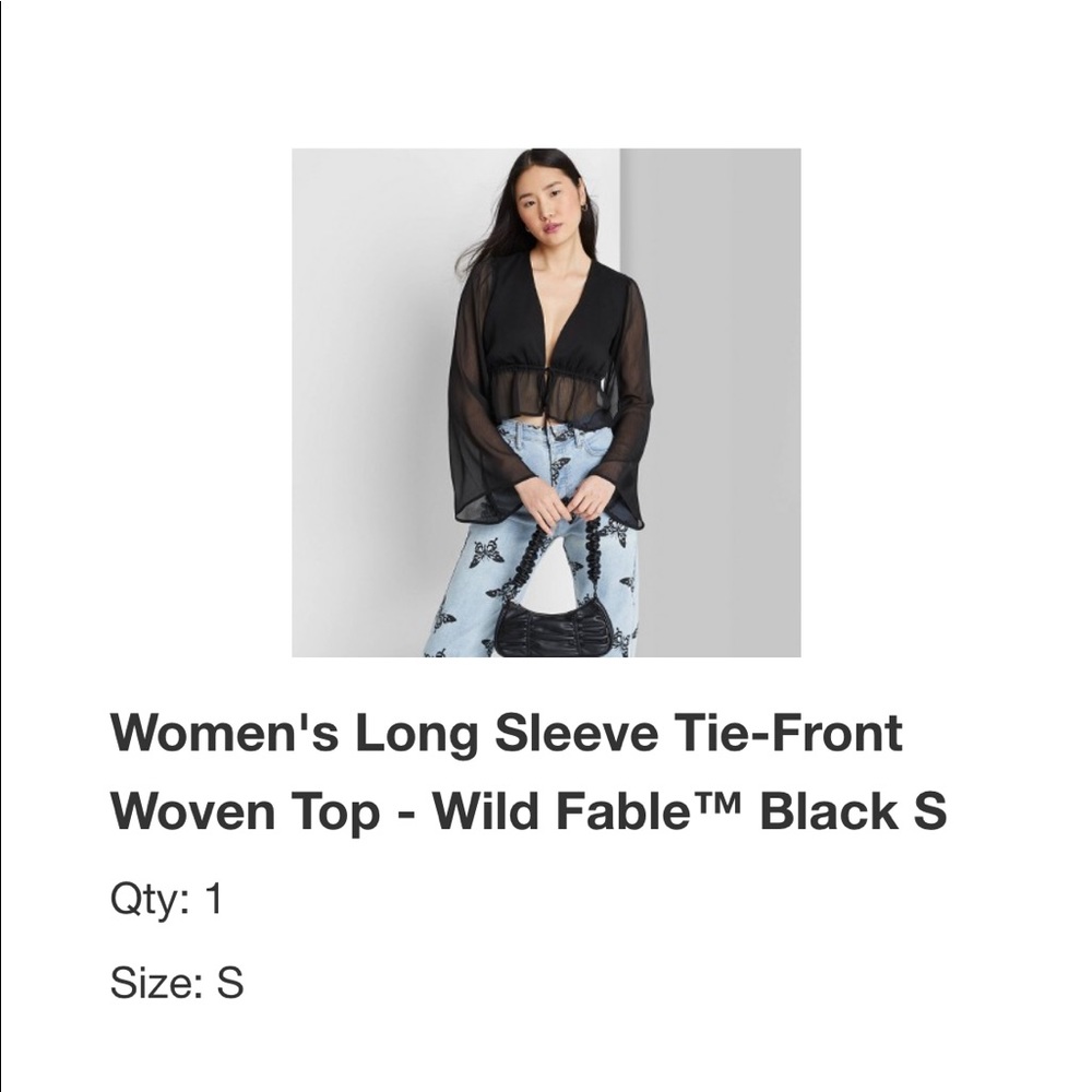 Target Women’s Long Sleeve Woven Tie Front Sheer Top